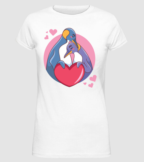 PINGUIN ÎNDRĂGOSTIT 5 model alb pe tricou