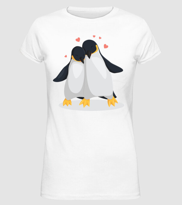 PINGUINI ÎNDRĂGOSTIȚI 8 model alb pe tricou