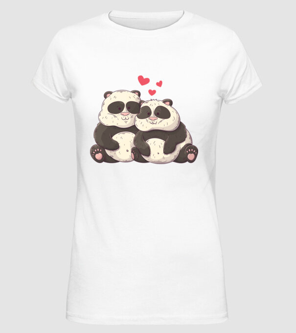 URȘI PANDA DOLOFANI ÎNDRĂGOSTIȚI model alb pe tricou