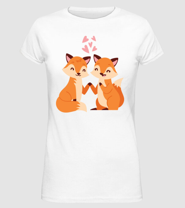 VULPI ÎNDRĂGOSTITE model alb pe tricou