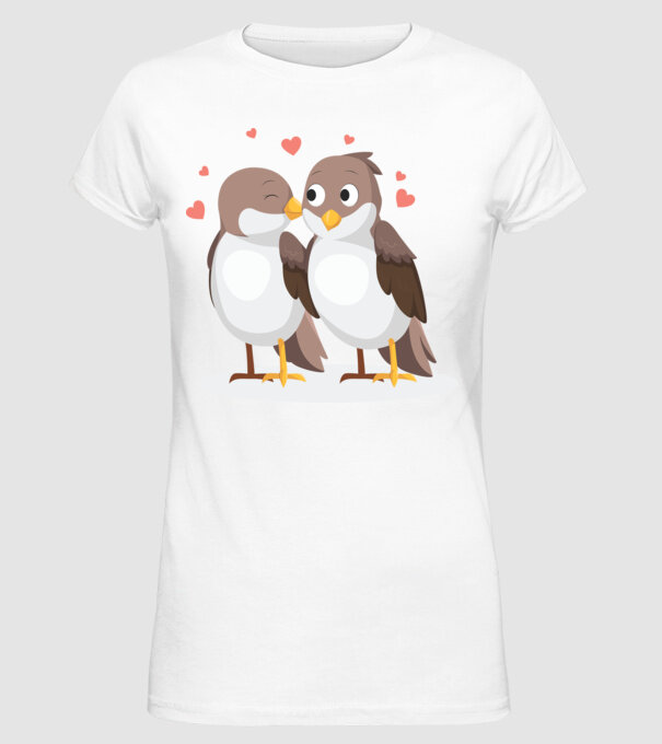 VRĂBII ÎNDRĂGOSTITE model alb pe tricou