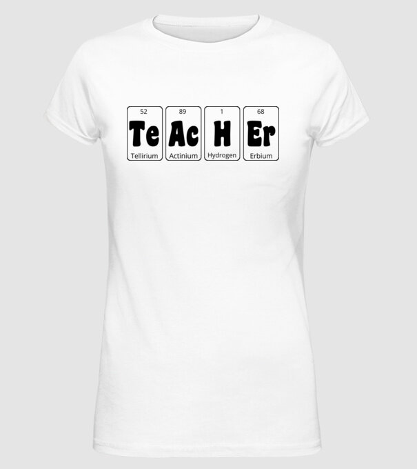 Teacher periodic model alb pe tricou
