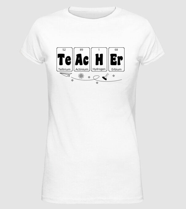 Teacher periodic model alb pe tricou