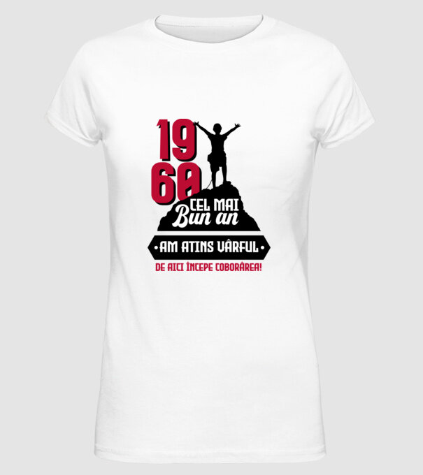 1960 cel mai bun an. Am atins vârful, de aici începe coborârea. model alb pe tricou