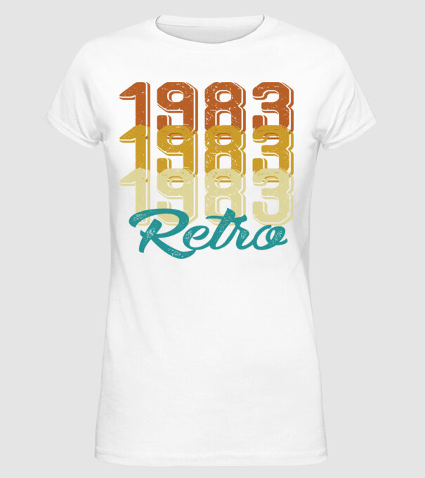 1983 retro model alb pe tricou
