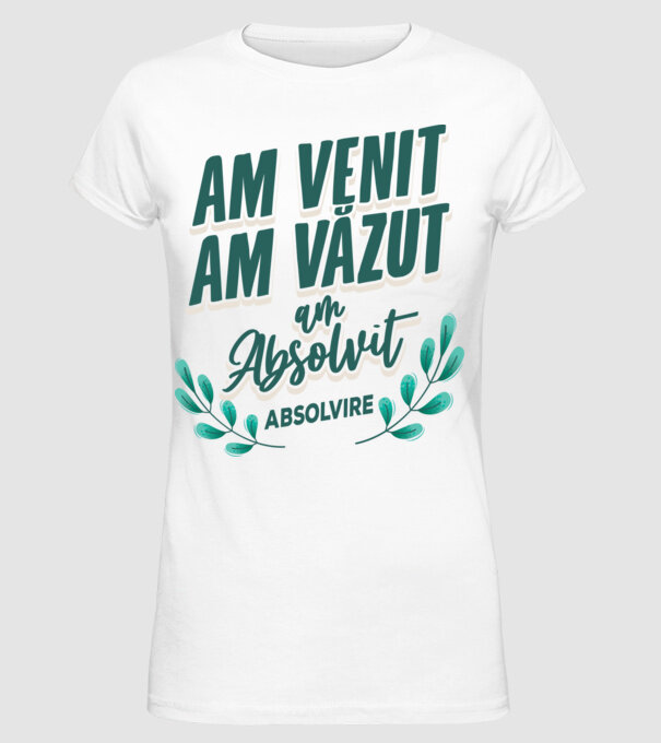 Absolvire model alb pe tricou