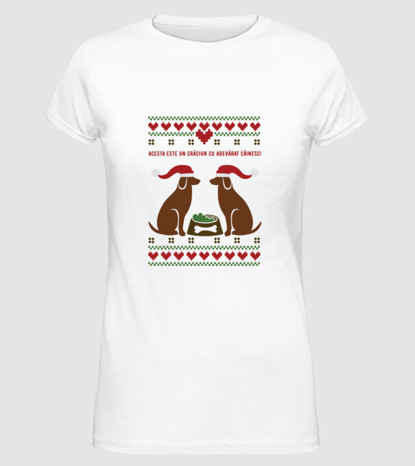 acesta este un Crăciun cu adevărat câinesc! model alb pe tricou