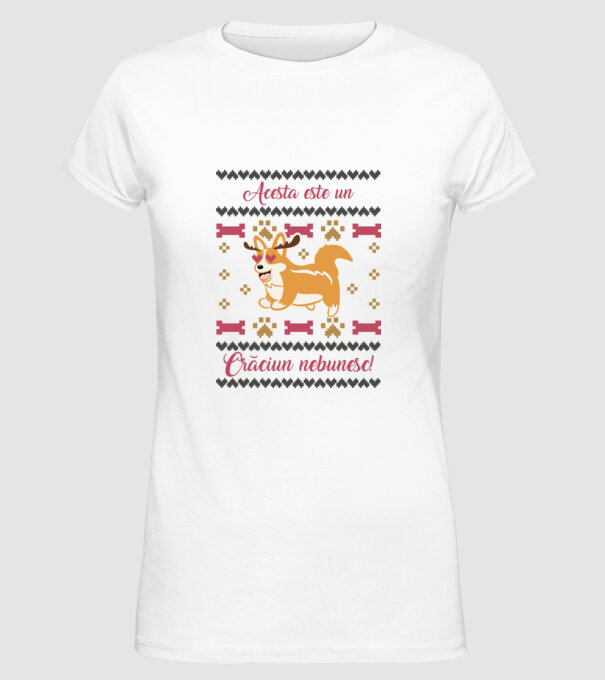 acesta este un Crăciun nebunesc model alb pe tricou