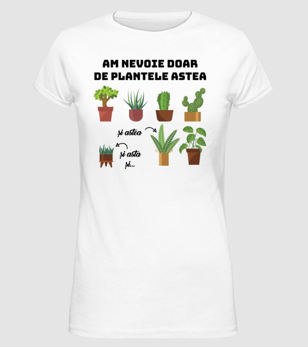 am nevoie doar de plantele astea model alb pe tricou
