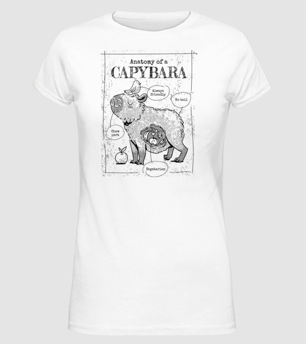 Anatomy of a Capybara model alb pe tricou