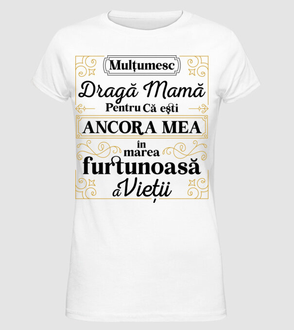 Ancora mea model alb pe tricou