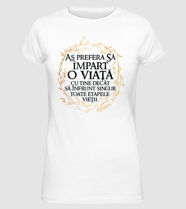 Arwen model alb pe tricou