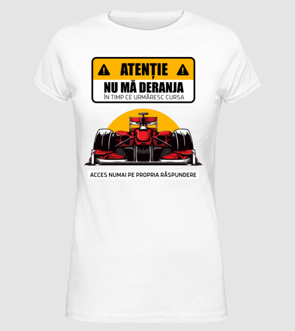 Atenție model alb pe tricou