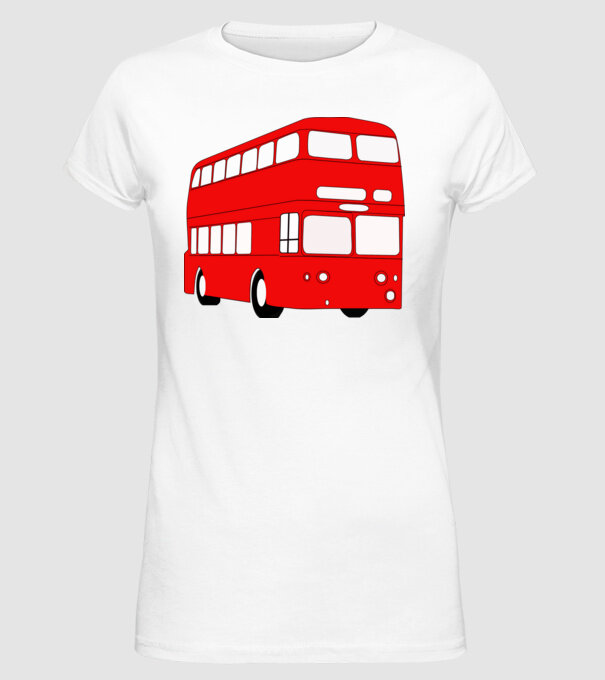 Autobuze model alb pe tricou