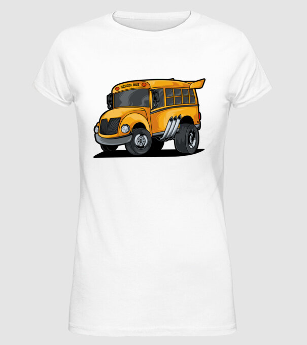 Autobuze model alb pe tricou