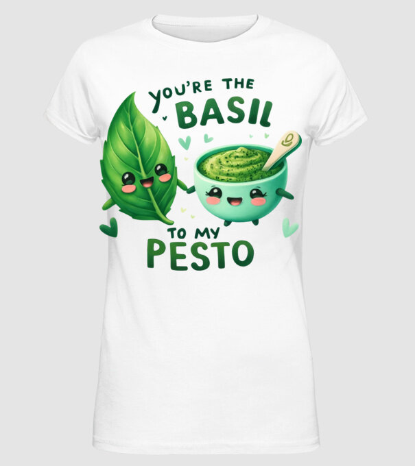 Basil to my Pesto model alb pe tricou