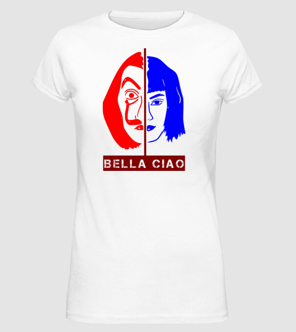 bella ciao tokyo model alb pe tricou