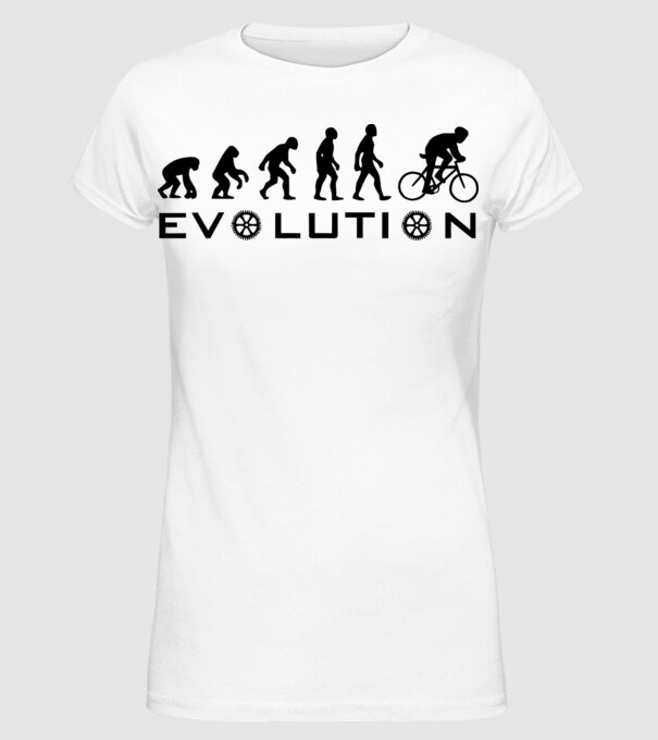 Bike evolution model alb pe tricou