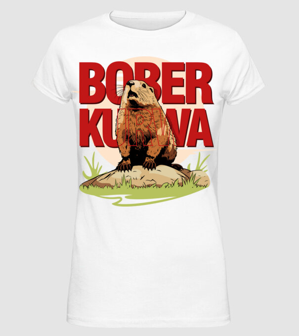 BOBER model alb pe tricou