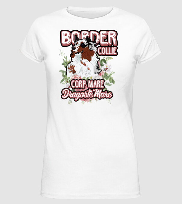 border collie - multă blană multă dragoste model alb pe tricou
