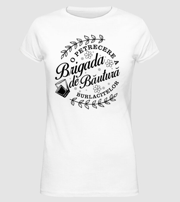 Brigada de băutură model alb pe tricou