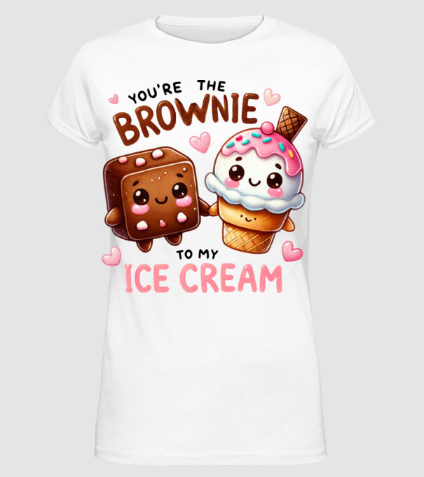 Brownie to my Ice Cream model alb pe tricou