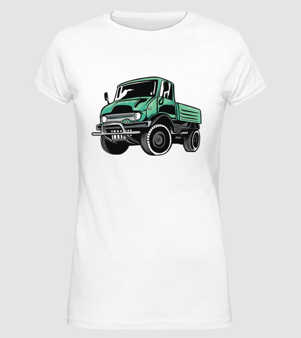 Camioane model alb pe tricou
