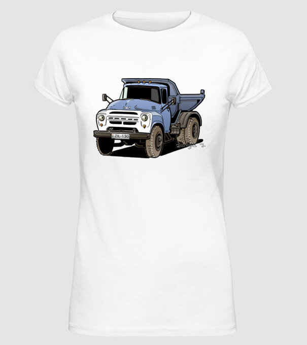 Camioane model alb pe tricou