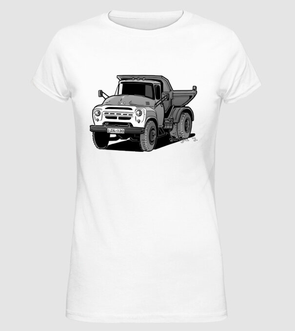 Camioane model alb pe tricou