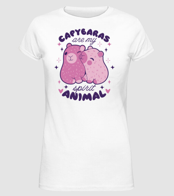 Capybaras are my spirit animal model alb pe tricou