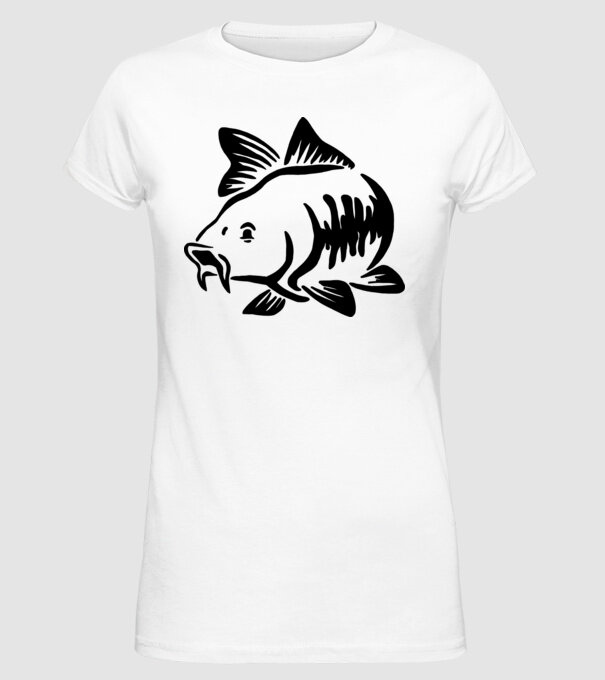 Carp model alb pe tricou