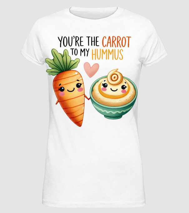 Carrot to my Hummus model alb pe tricou