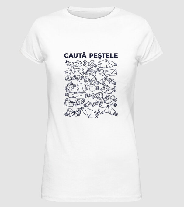 Caută peștele model alb pe tricou