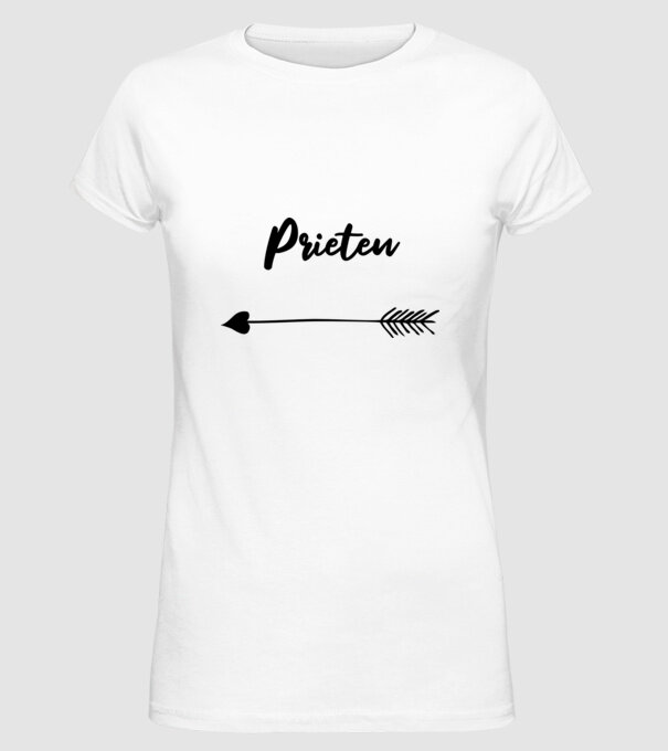 prieten model alb pe tricou