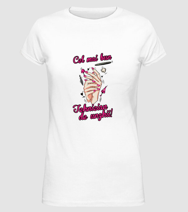 Cel mai bun tehnician de unghii model alb pe tricou