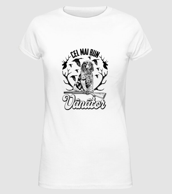 Cel mai bun vânător model alb pe tricou