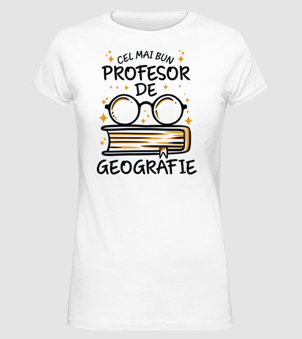 Cel mai profesor geografie model alb pe tricou