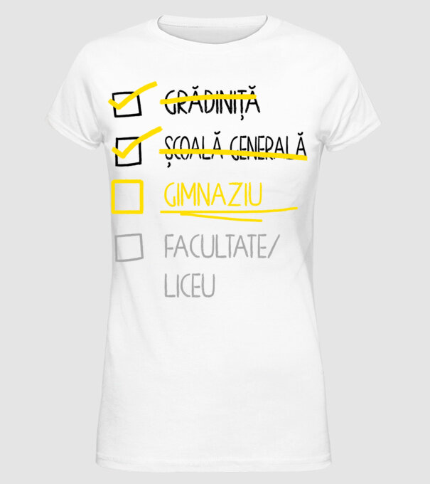 Cheklist educație - Școala primară alb model alb pe tricou