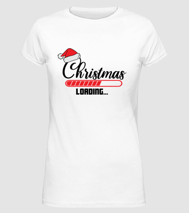 Christmas is loading model alb pe tricou