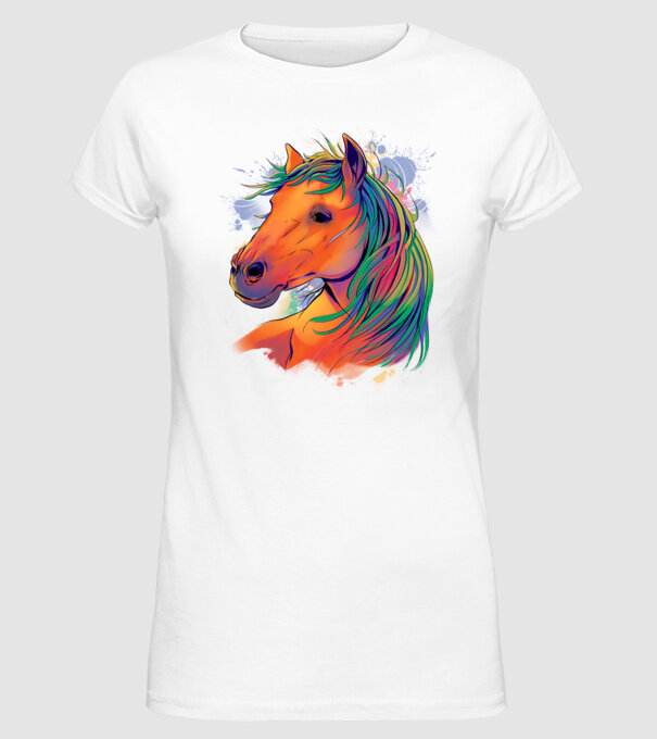 Colorful Horse model alb pe tricou