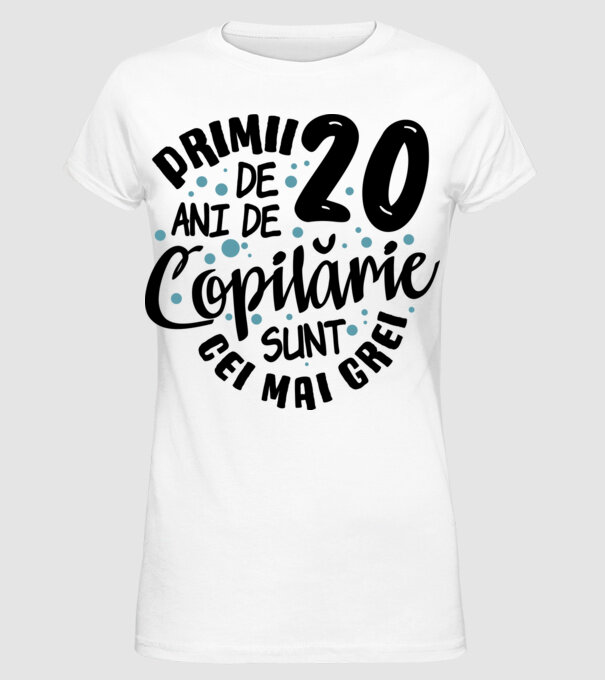 Copilărie 20 de ani model alb pe tricou