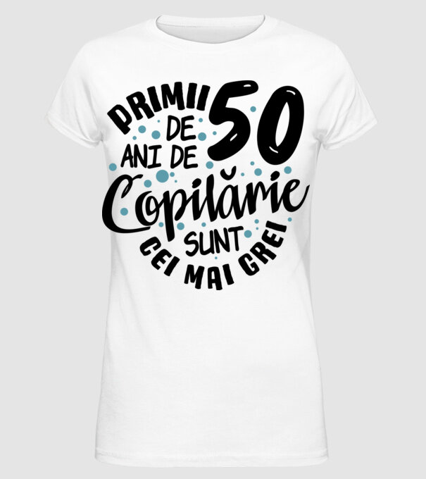 Copilărie 50 de ani model alb pe tricou