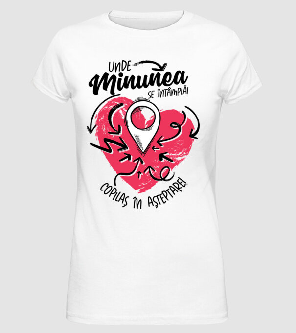 Copilaș în așteptare model alb pe tricou