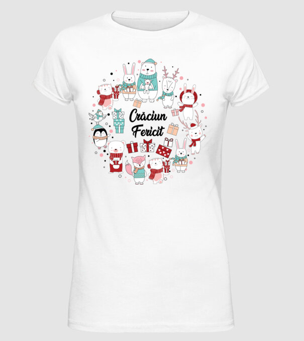 Crăciun Fericit model alb pe tricou
