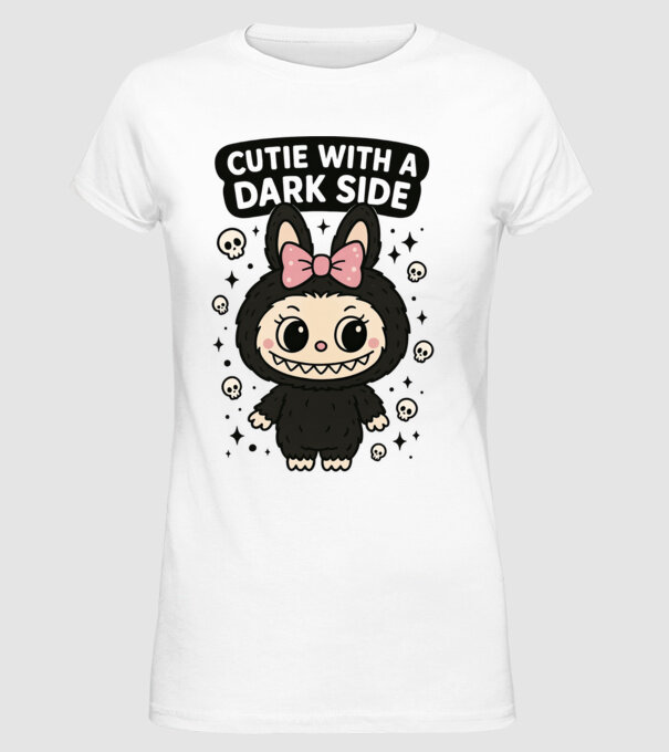 Cutie with a dark side model alb pe tricou