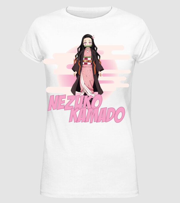 Demon Slayer Nezuko model alb pe tricou