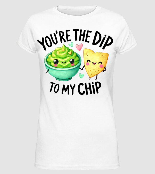 Dip to my Chip model alb pe tricou