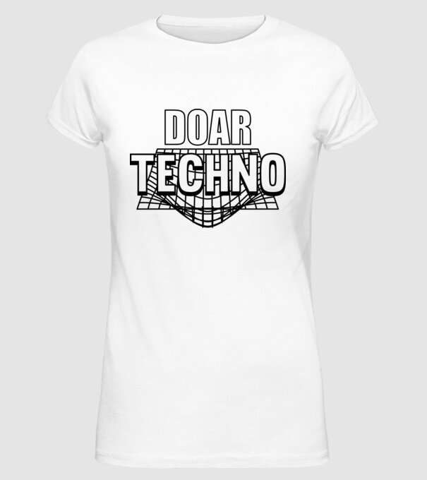 Doar techno model alb pe tricou