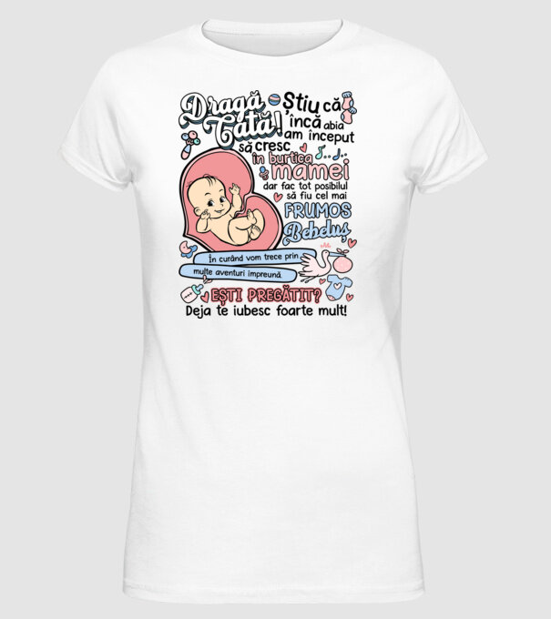 Dragă tată model alb pe tricou