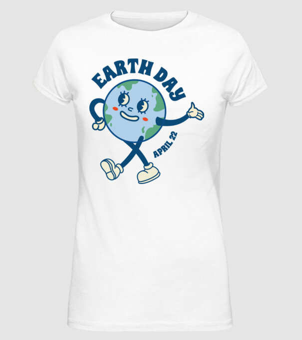 Earth Day model alb pe tricou